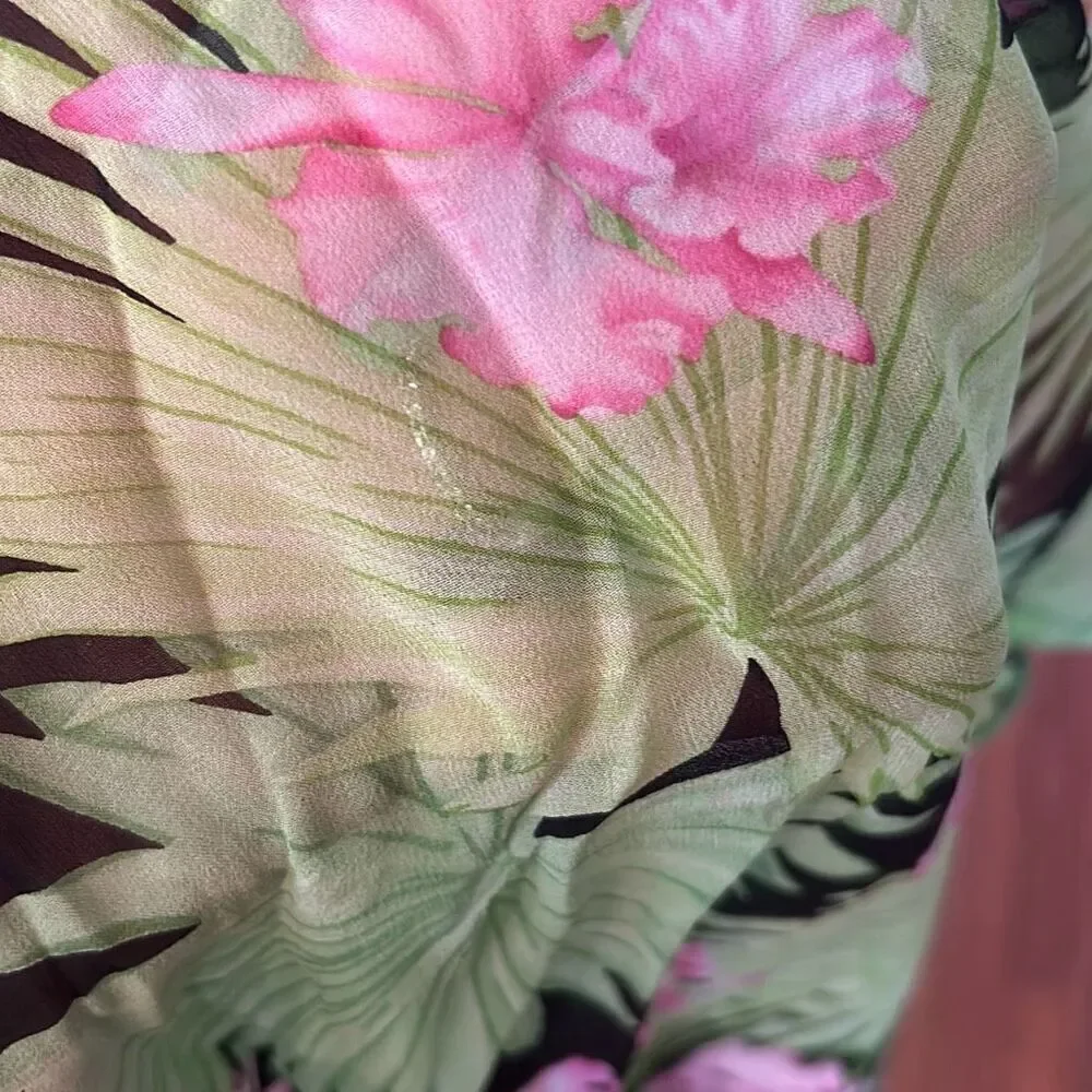 Kay Unger floral tropical 100% silk wrap scarf